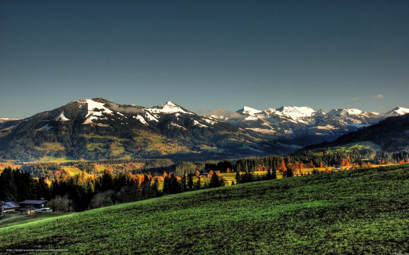 Mountain landscape with snow-capped peaks