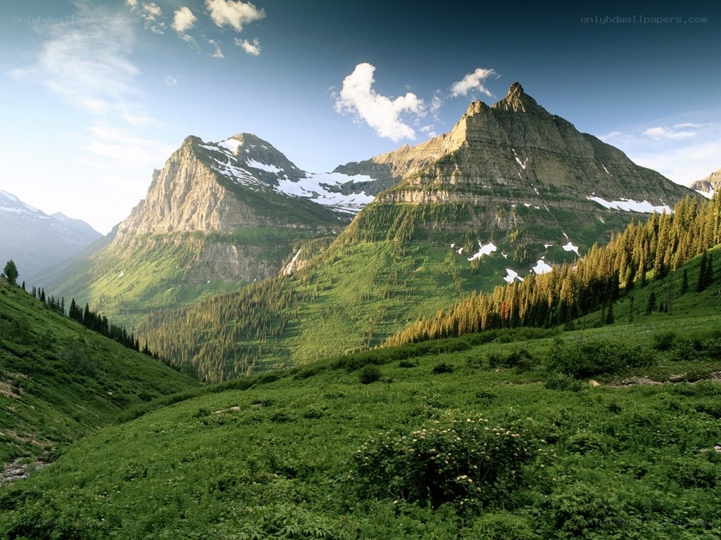 Mountain landscape with snow-capped peaks