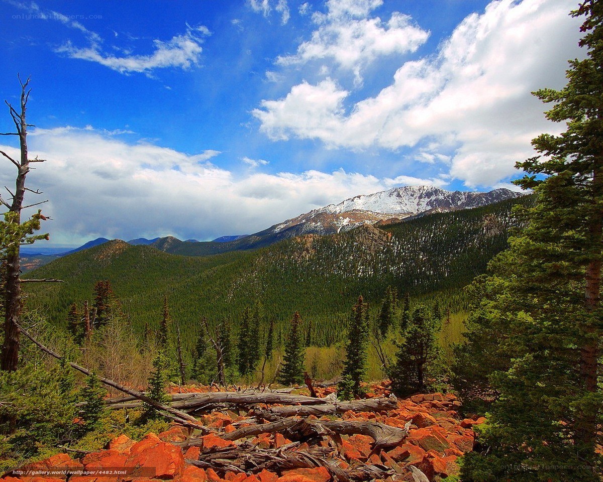 Mountain landscape with snow-capped peaks