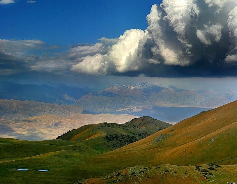 Mountain landscape with storm clouds
