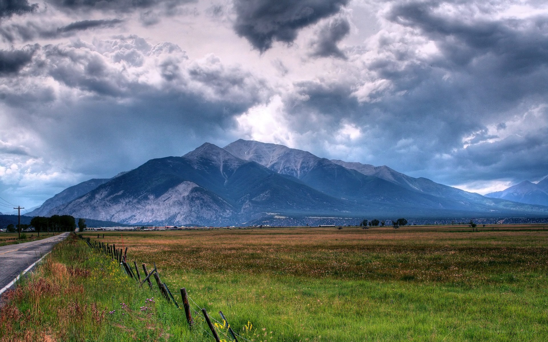 Mountain landscape with storm clouds