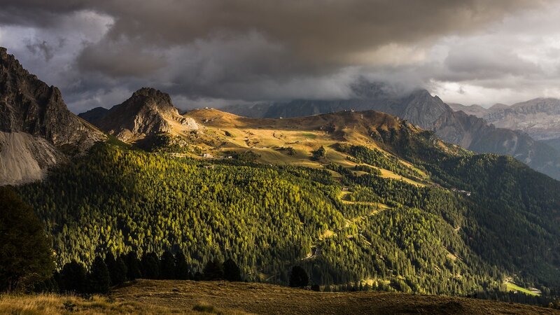 Mountain landscape with storm clouds