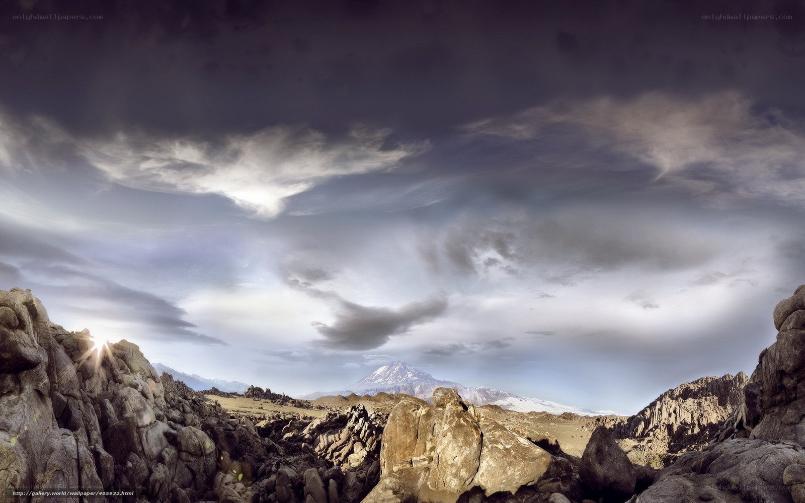 Mountain landscape with stormy sky