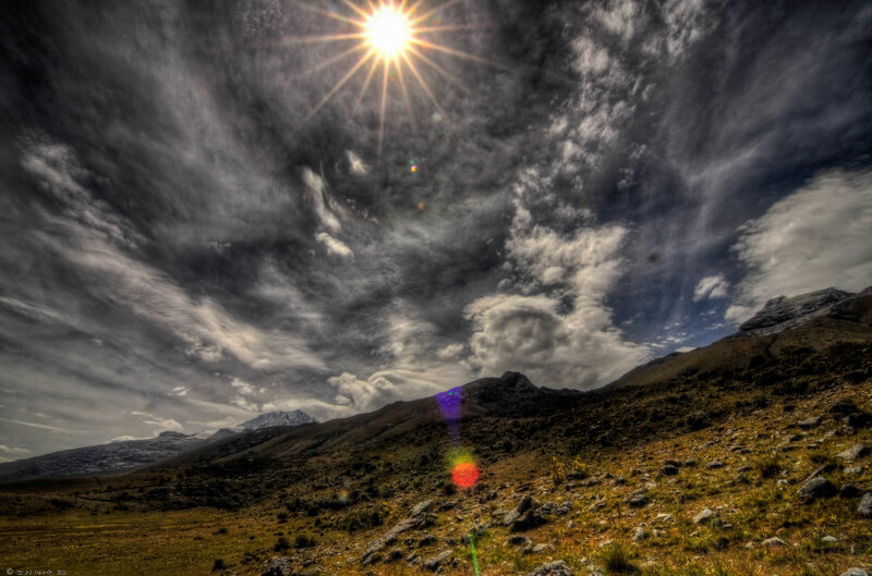 Mountain Landscape with Sun — Gray