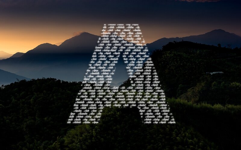 Mountain Landscape with Text — Green