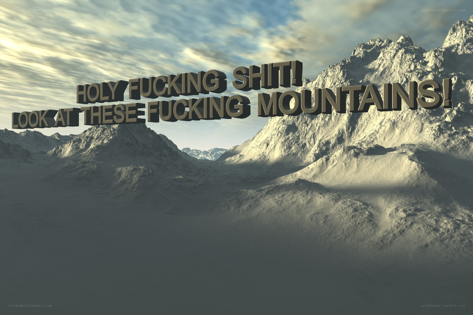 mountain landscape with text