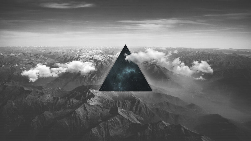 Mountain Landscape with Triangle — Black