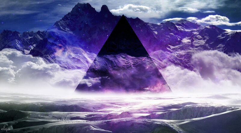 Mountain Landscape with Triangle — Purple