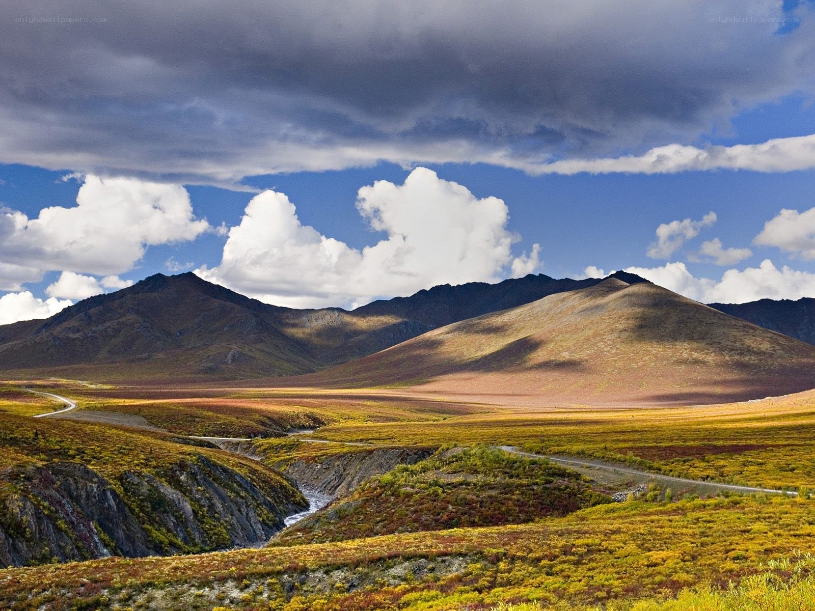 Mountain landscape with winding road