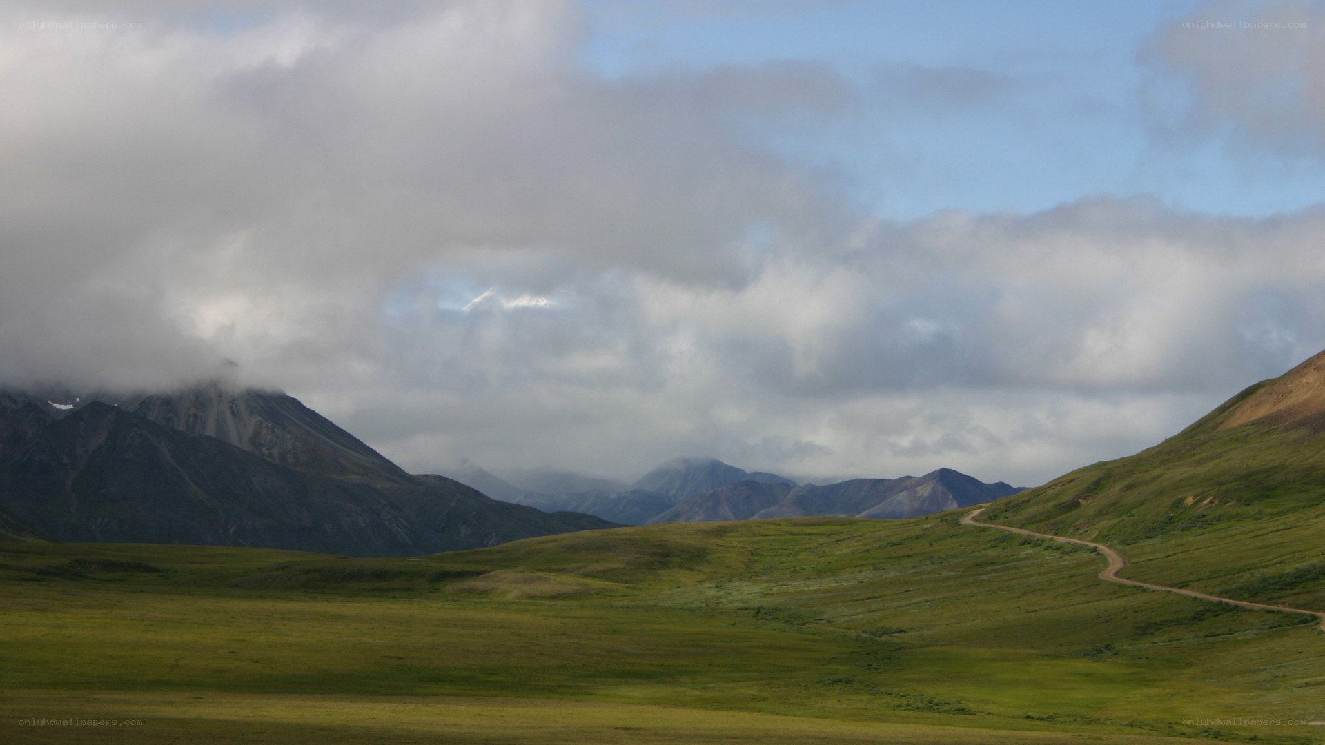 Mountain landscape with winding road