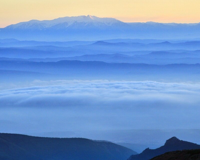 Mountain layers at dawn