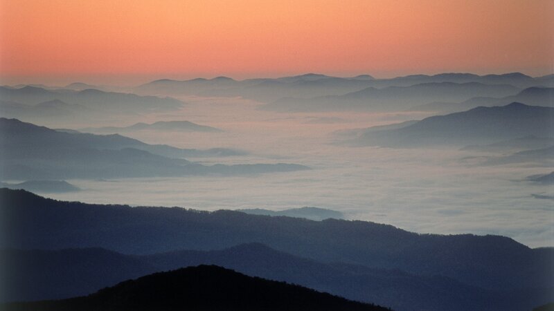 Mountain layers at sunrise