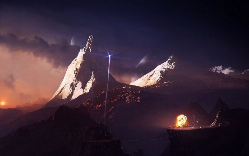 Mountain lightning storm