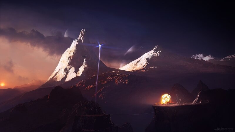 Mountain lightning strike