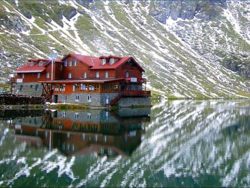 Mountain Lodge by Lake