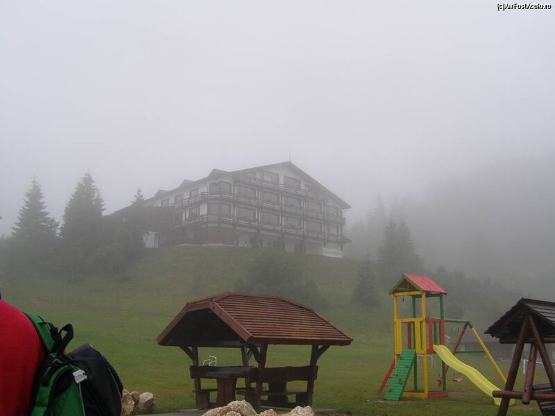Mountain Lodge in Fog