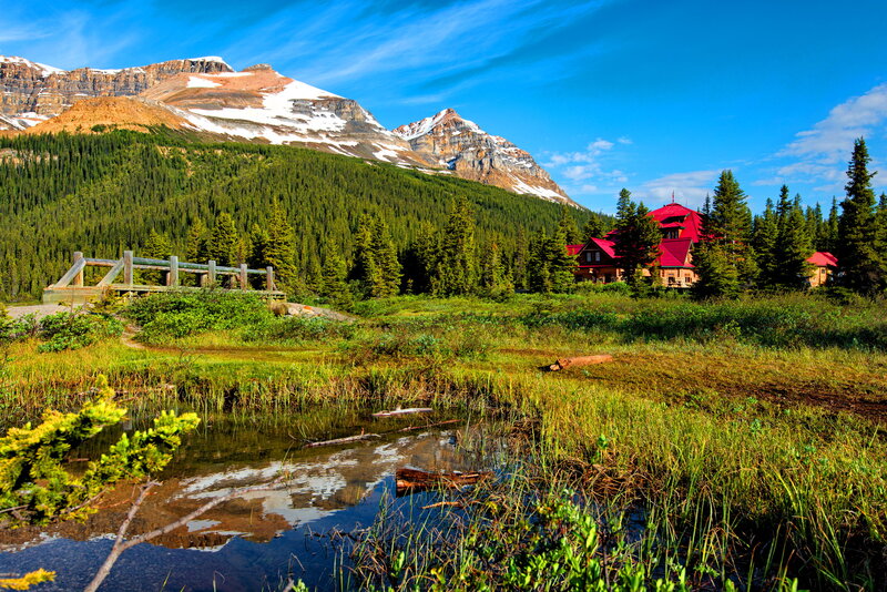 Mountain Lodge in Forest — Blue