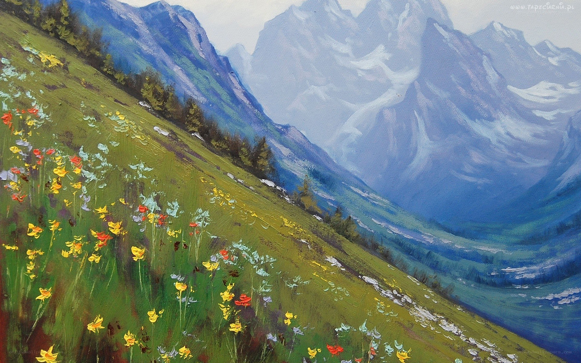 Mountain meadow with wildflowers
