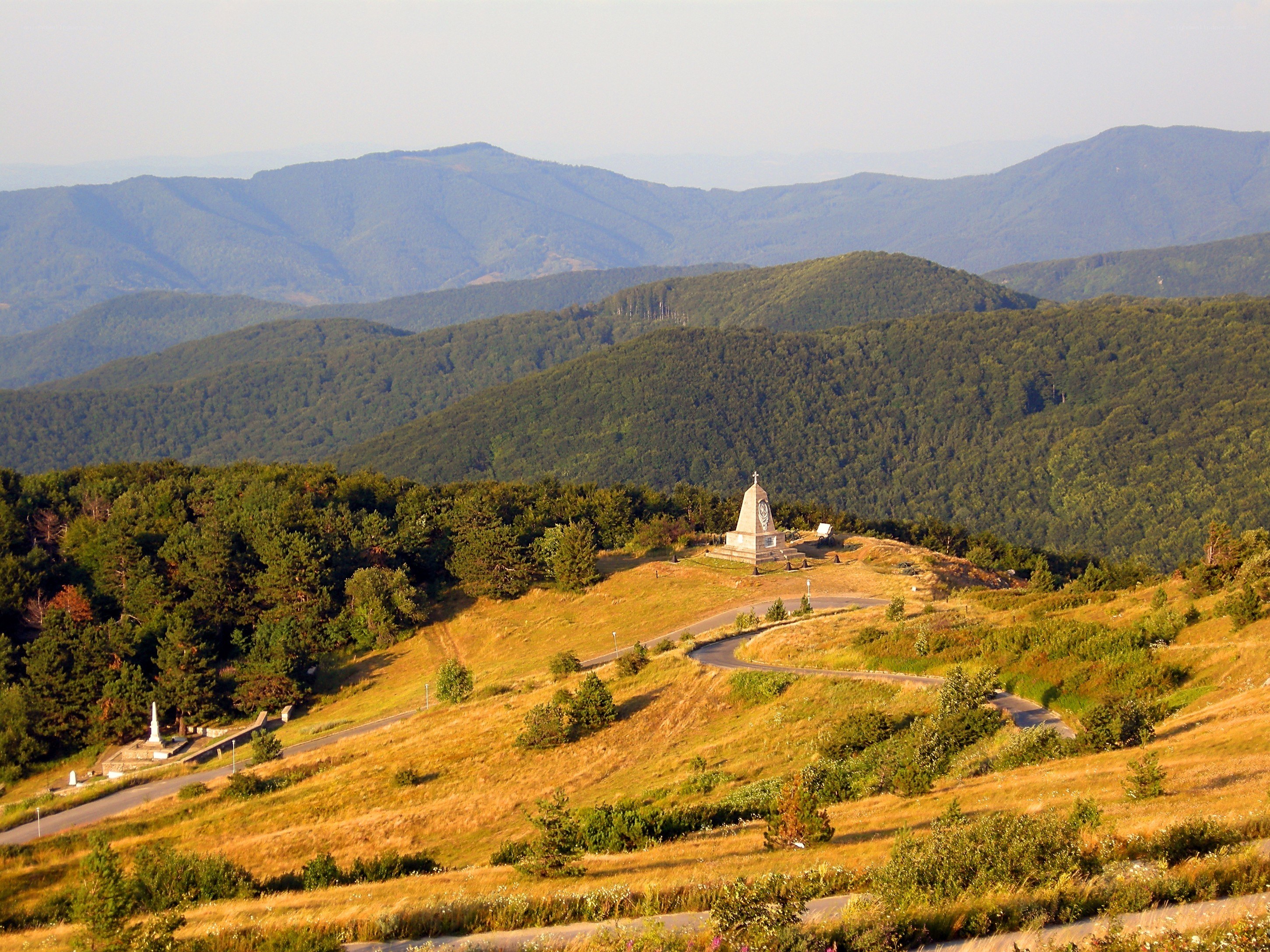 Mountain monument with winding road