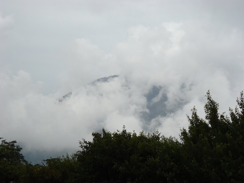 Mountain obscured by clouds