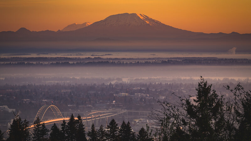 Mountain over City