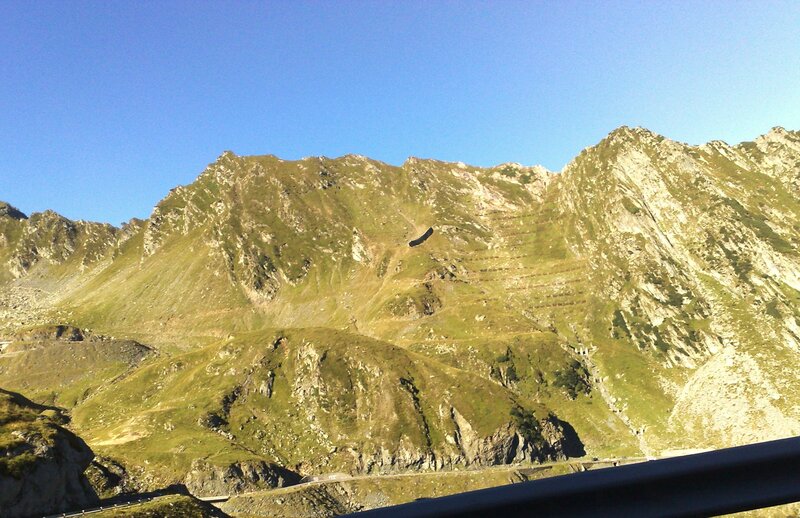 mountain pass with winding road