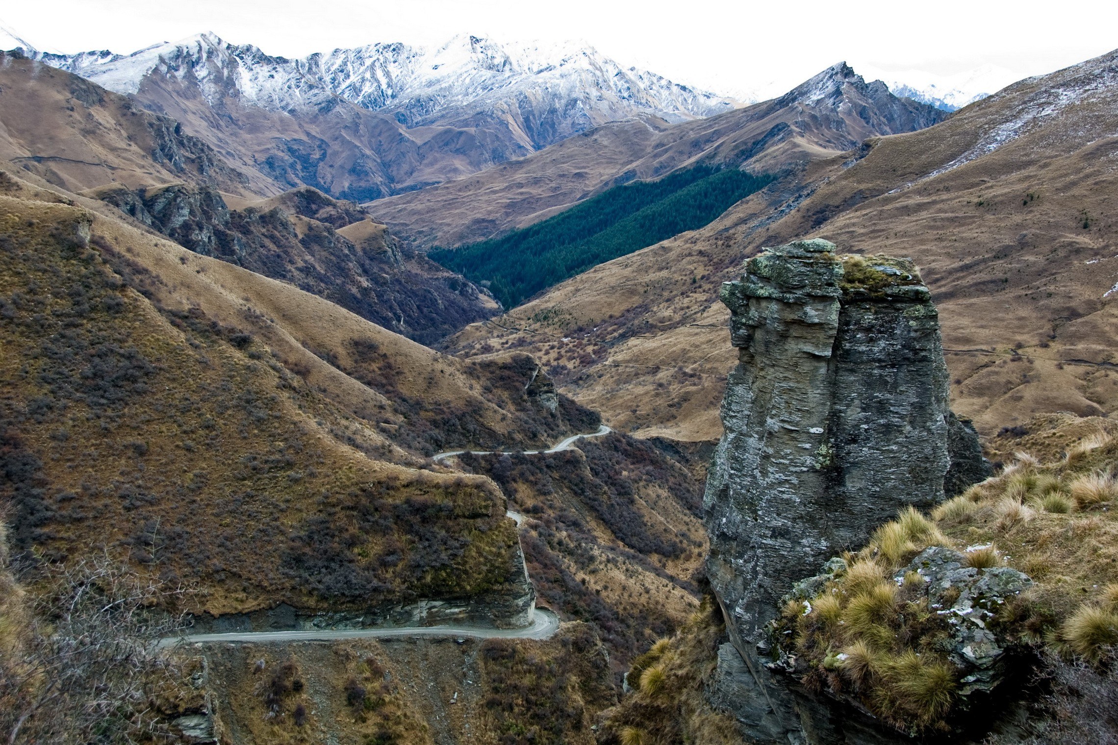 mountain pass with winding road
