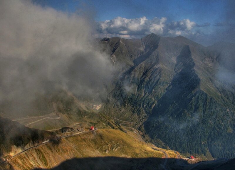 Mountain Pass with Winding Road — Green