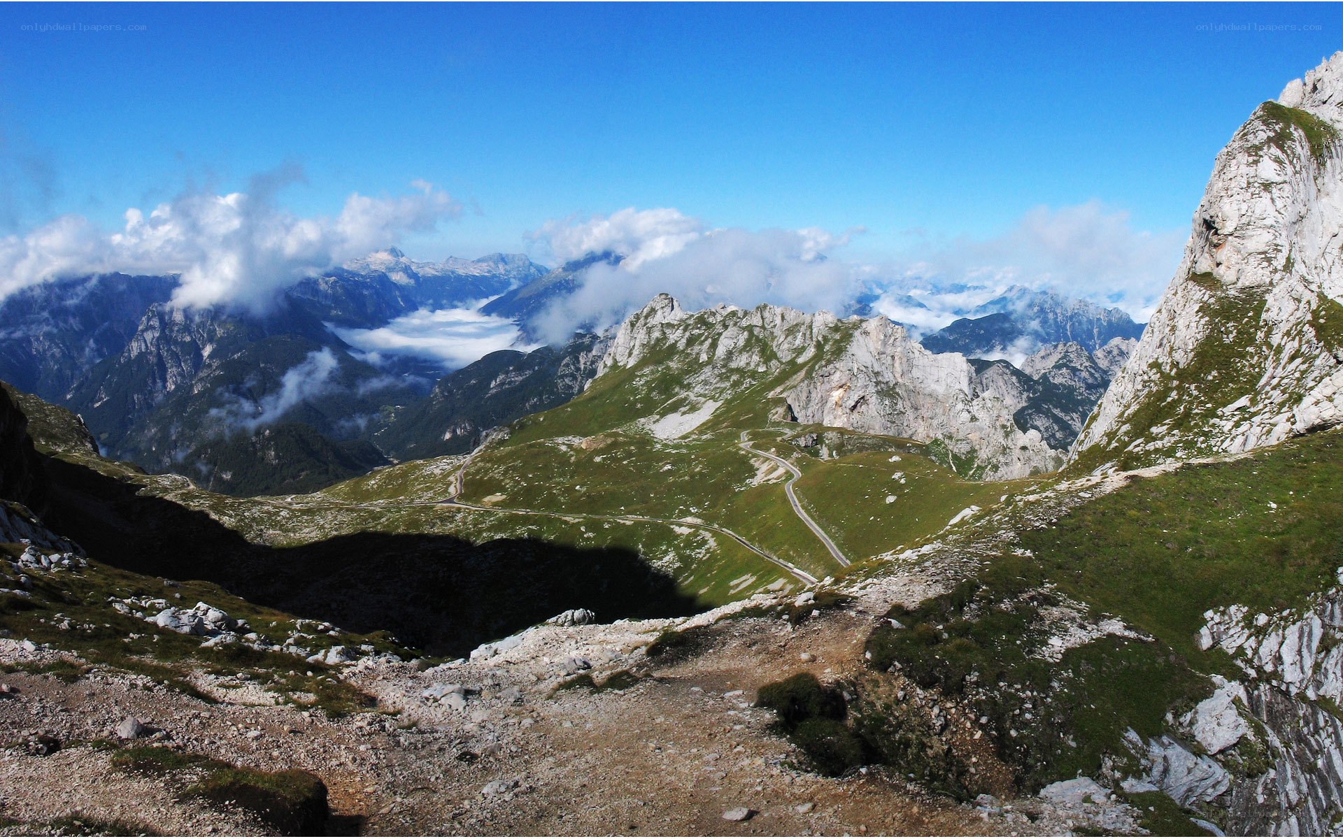 mountain pass with winding road