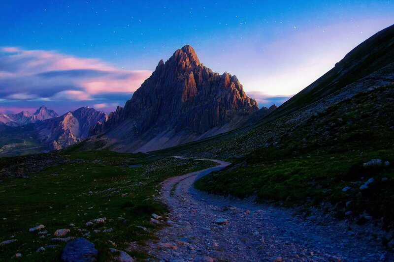 Mountain path at twilight