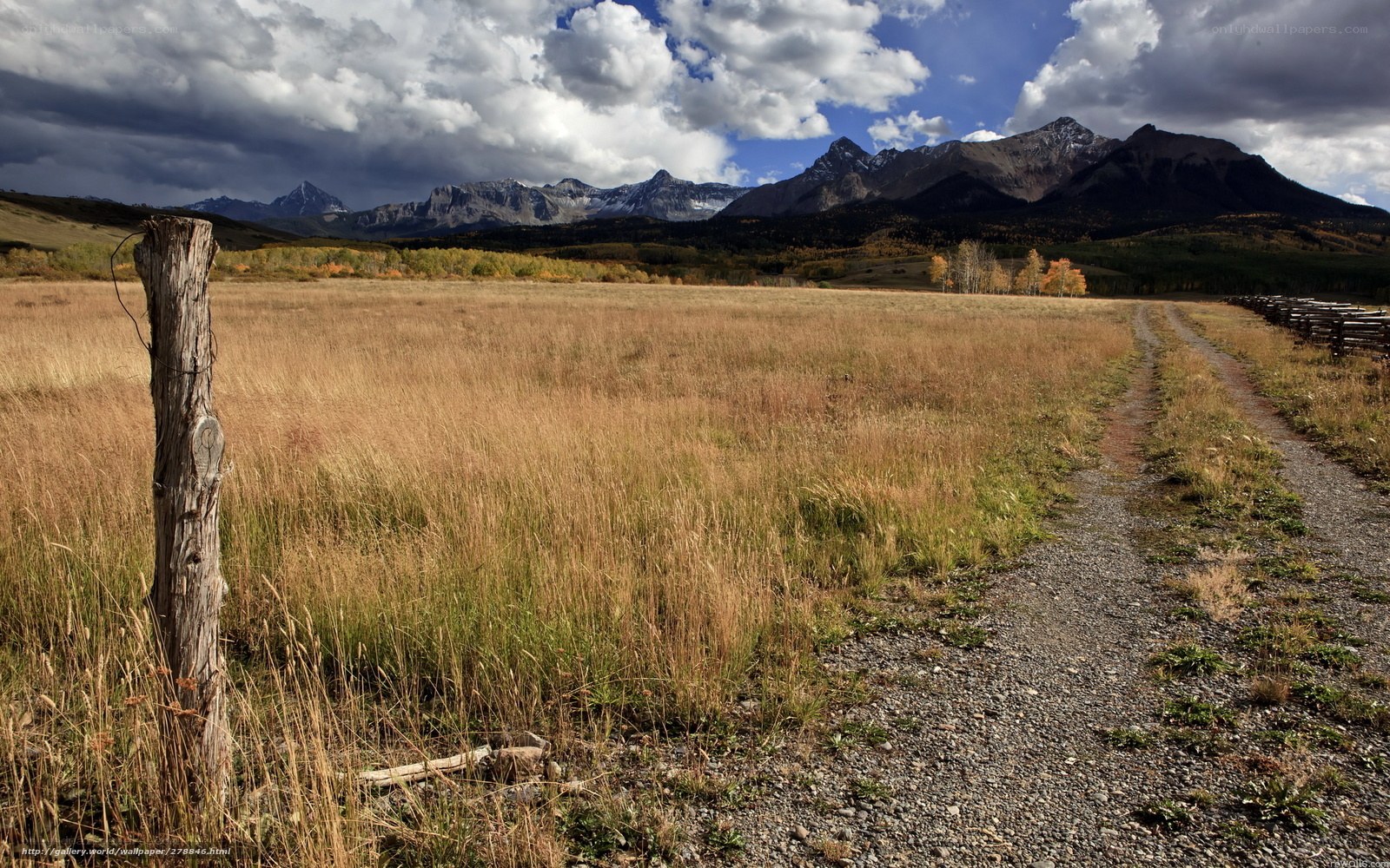 Mountain path in autumn landscape