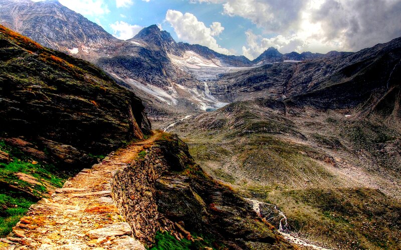 Mountain Path in Valley