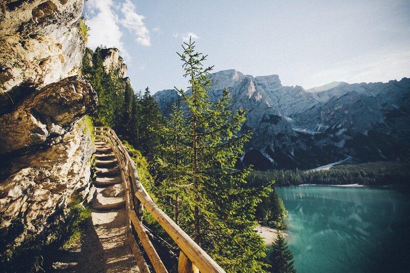 Mountain Path with Lake