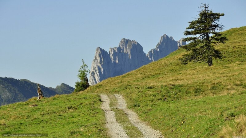 Mountain path with rocky peaks