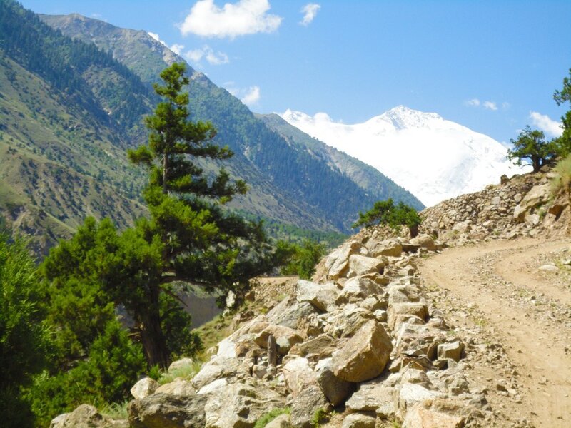 Mountain Path with Snow Peak — Blue