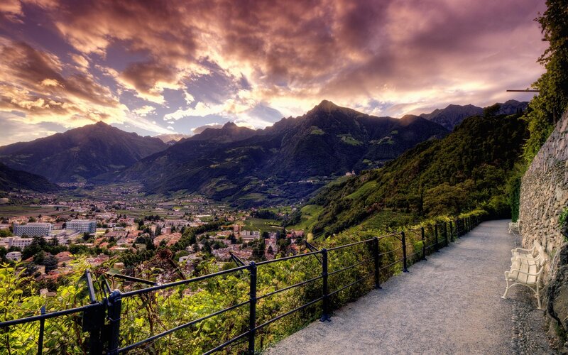 Mountain Path with Town View