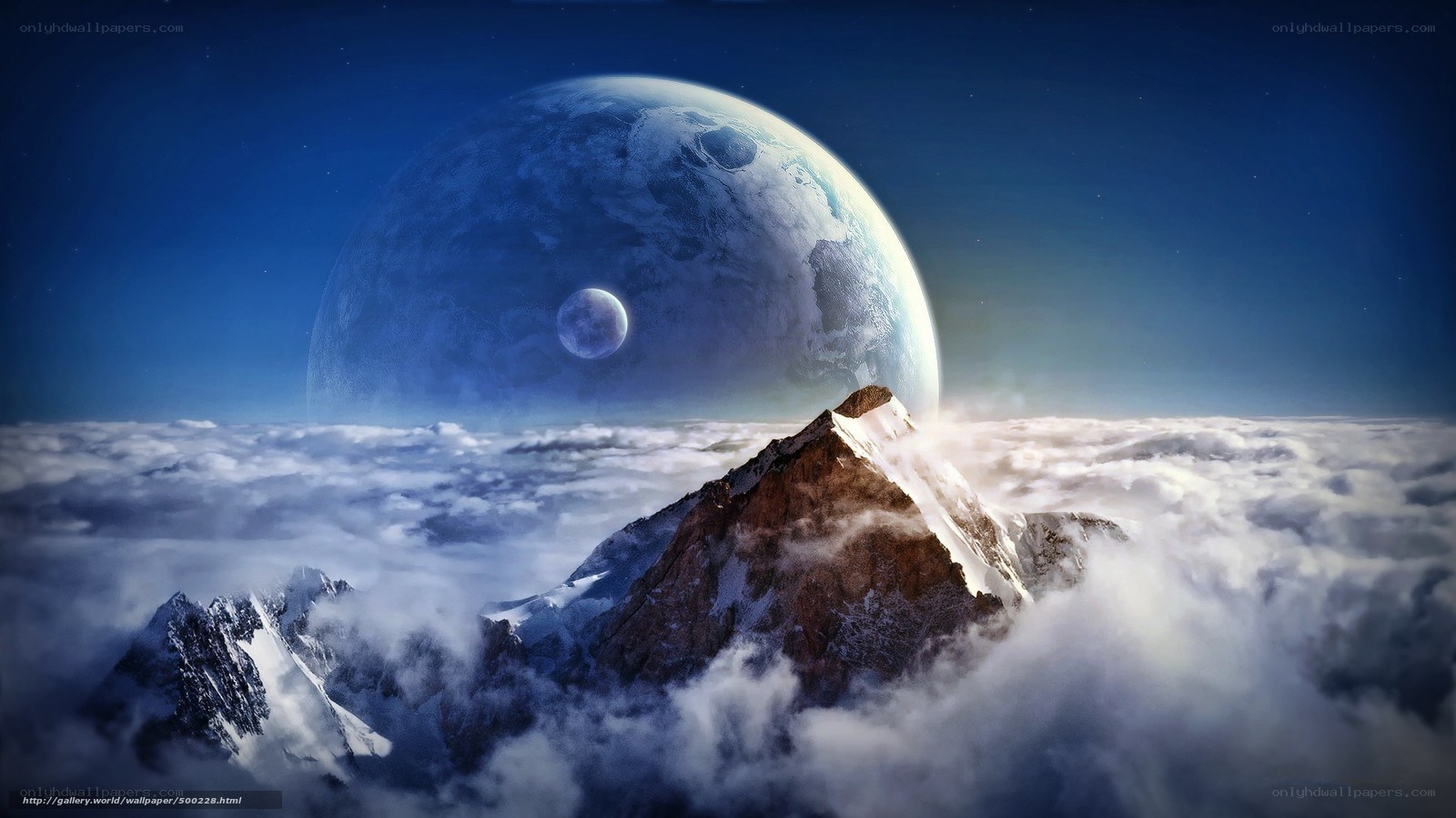 Mountain peak above clouds