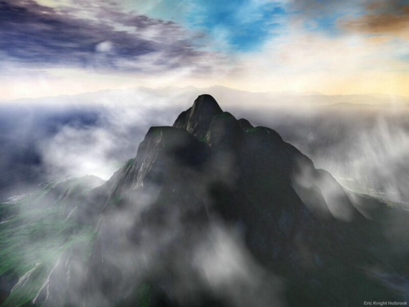 Mountain peak above clouds