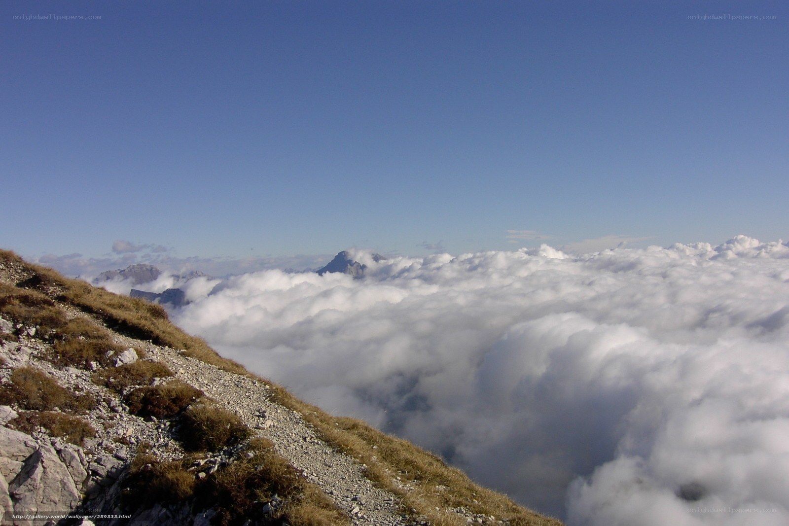 Mountain peak above clouds