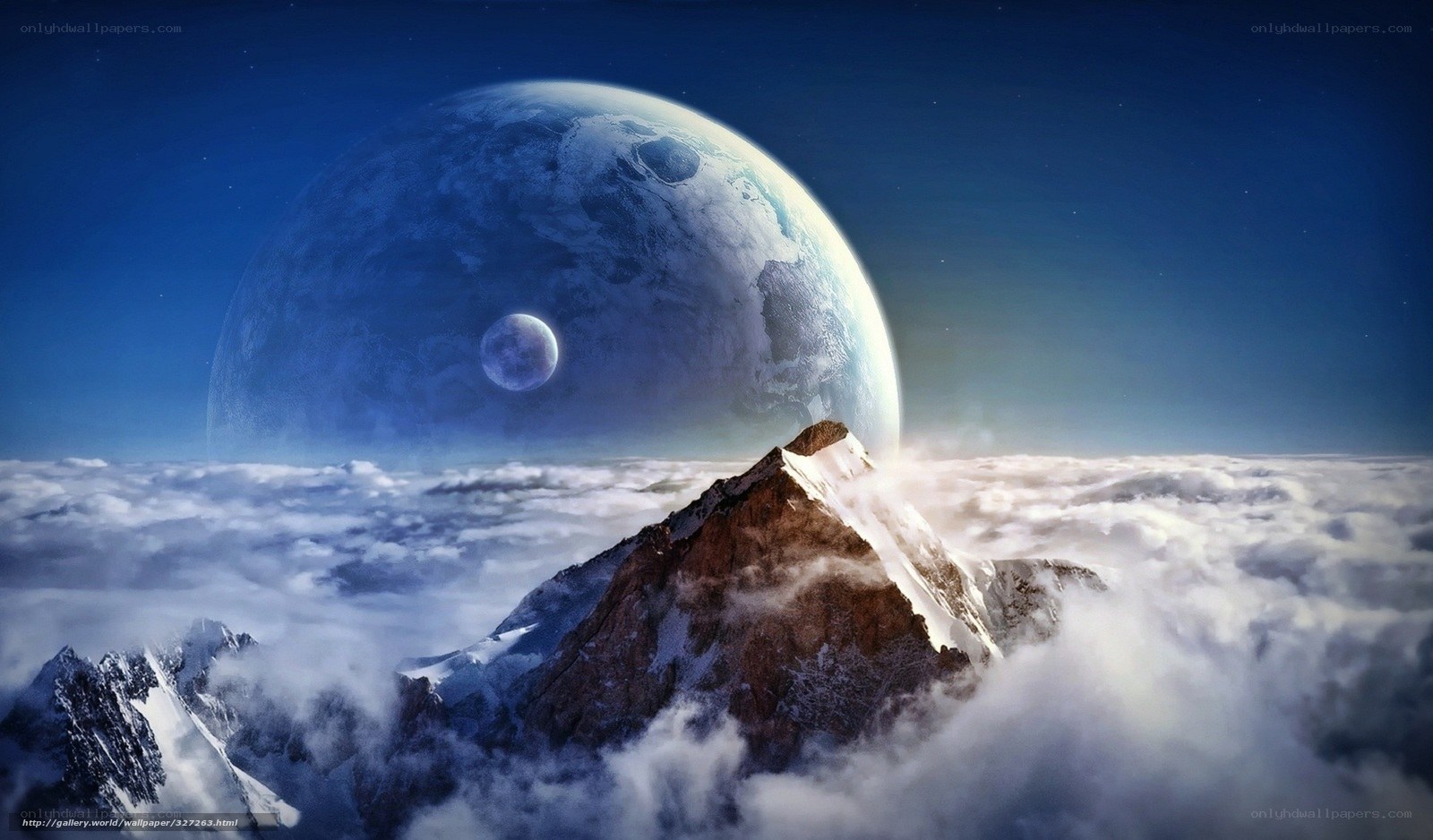Mountain peak above clouds