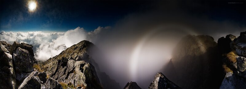 Mountain Peak Above Clouds — Black, Dramatic