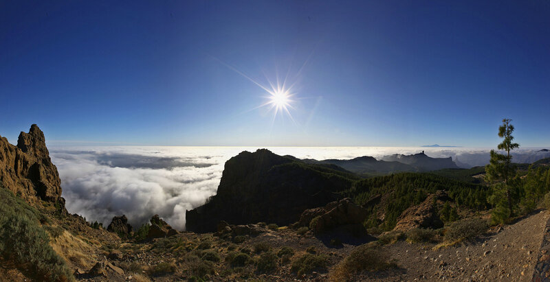 Mountain Peak Above Clouds — Blue, Serene