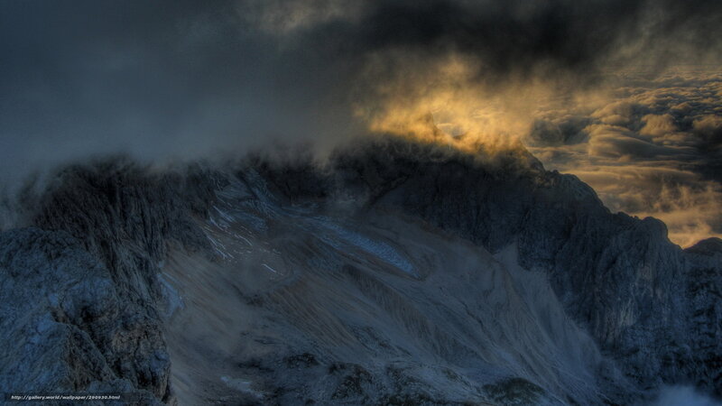 Mountain Peak Above Clouds — Gray, Dramatic, Sunrise