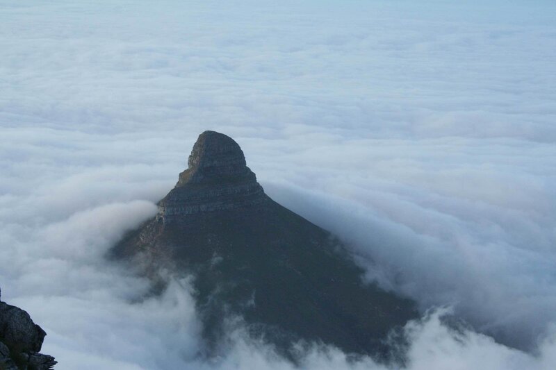 Mountain Peak Above Clouds — Gray, Serene, Photograph, Rock