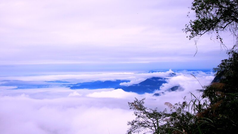 Mountain Peak Above Clouds — White