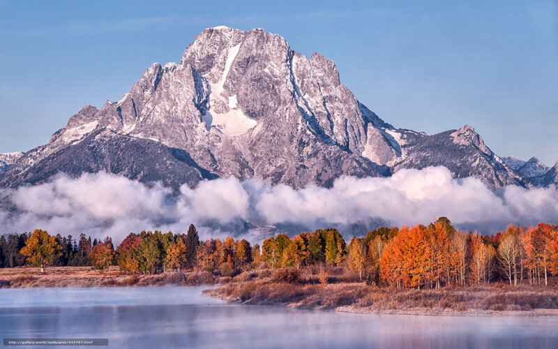 Mountain Peak Above Fog — Blue