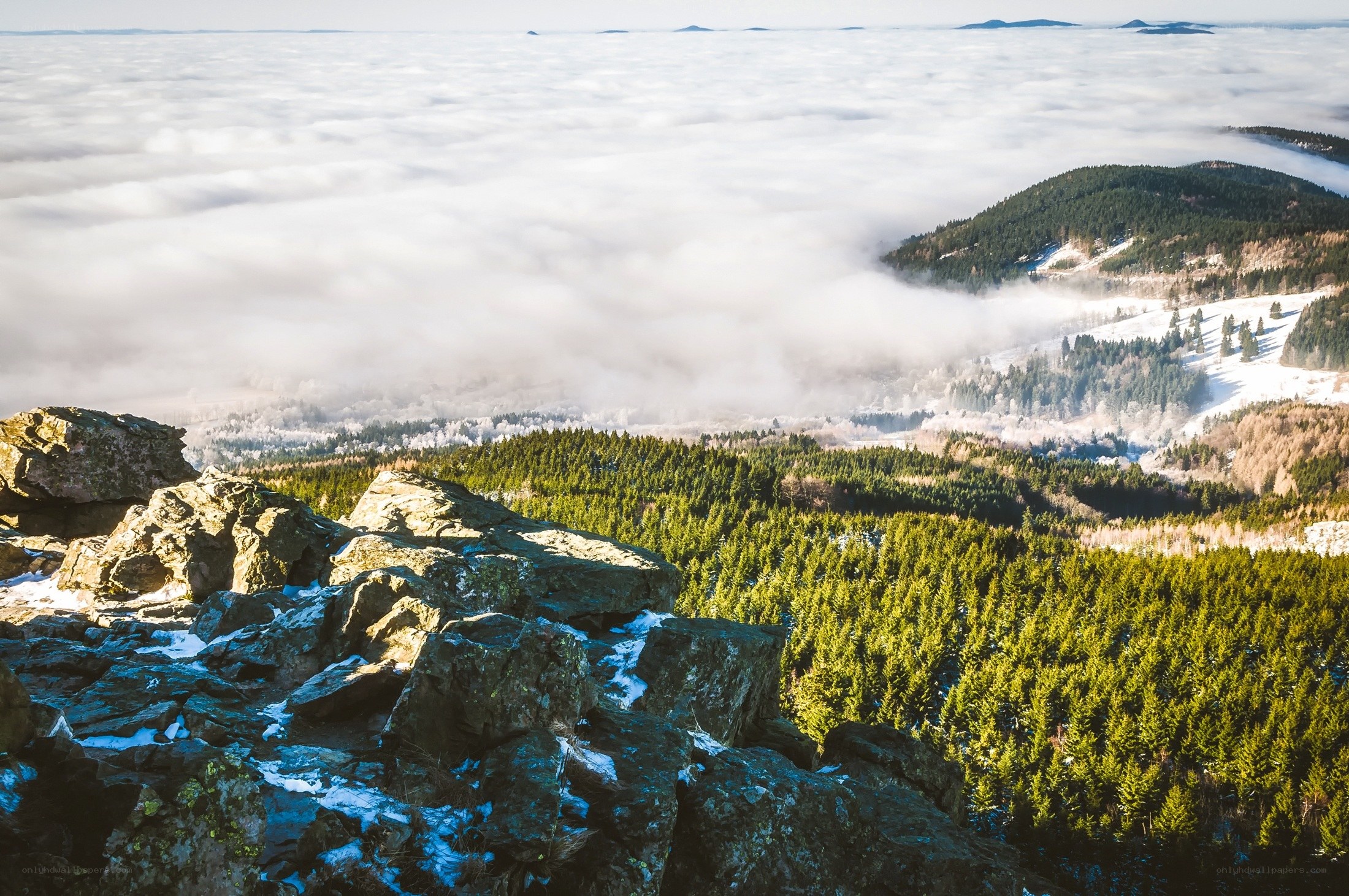 Mountain peak above the clouds