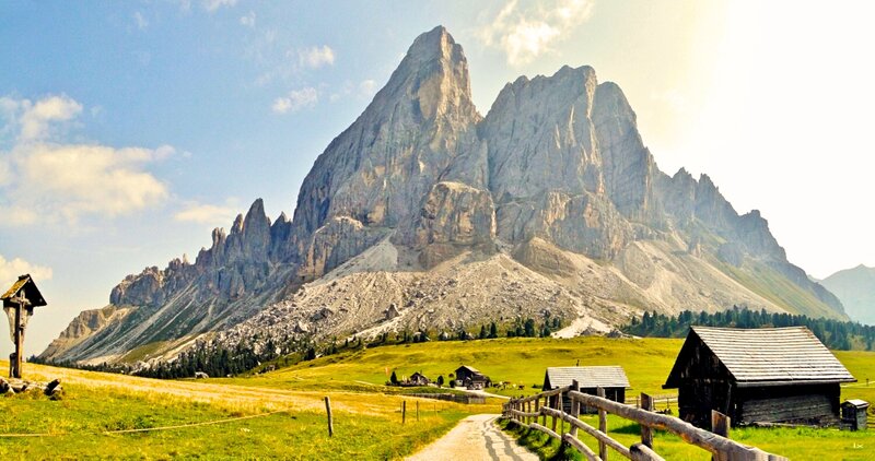Mountain Peak and Alpine Huts