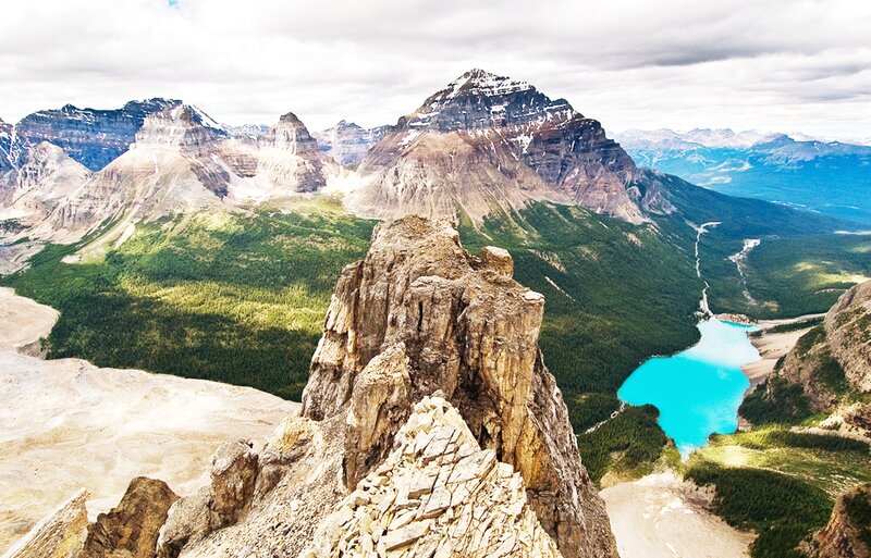 Mountain Peak and Lake — Blue, Dramatic, Afternoon, Photograph, Mountains