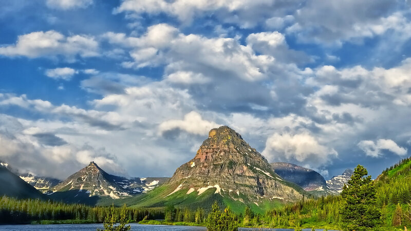 Mountain Peak and Lake — Blue, Dramatic, Afternoon, Photograph